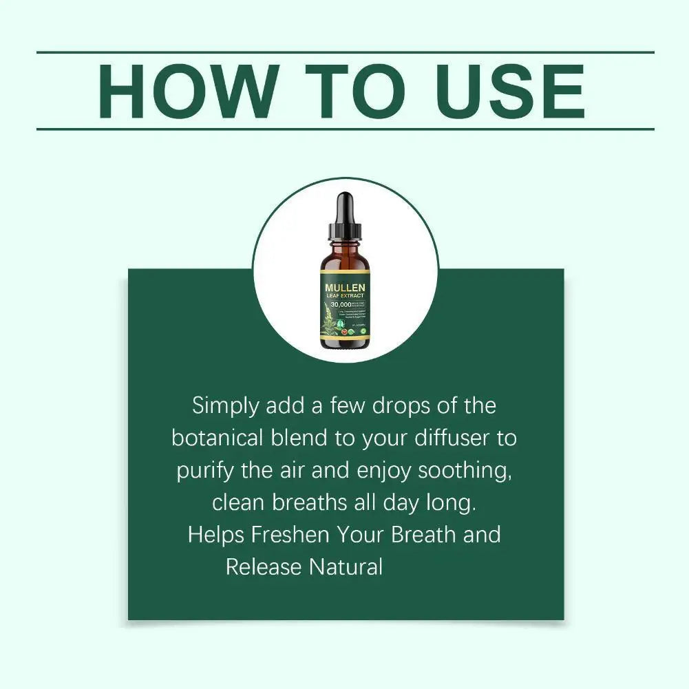 30000mg Mullein Leaf Herbal Drops, Lung Detox Cleansing Formula, Fast Absorption Natural Respiratory Health Maintenance