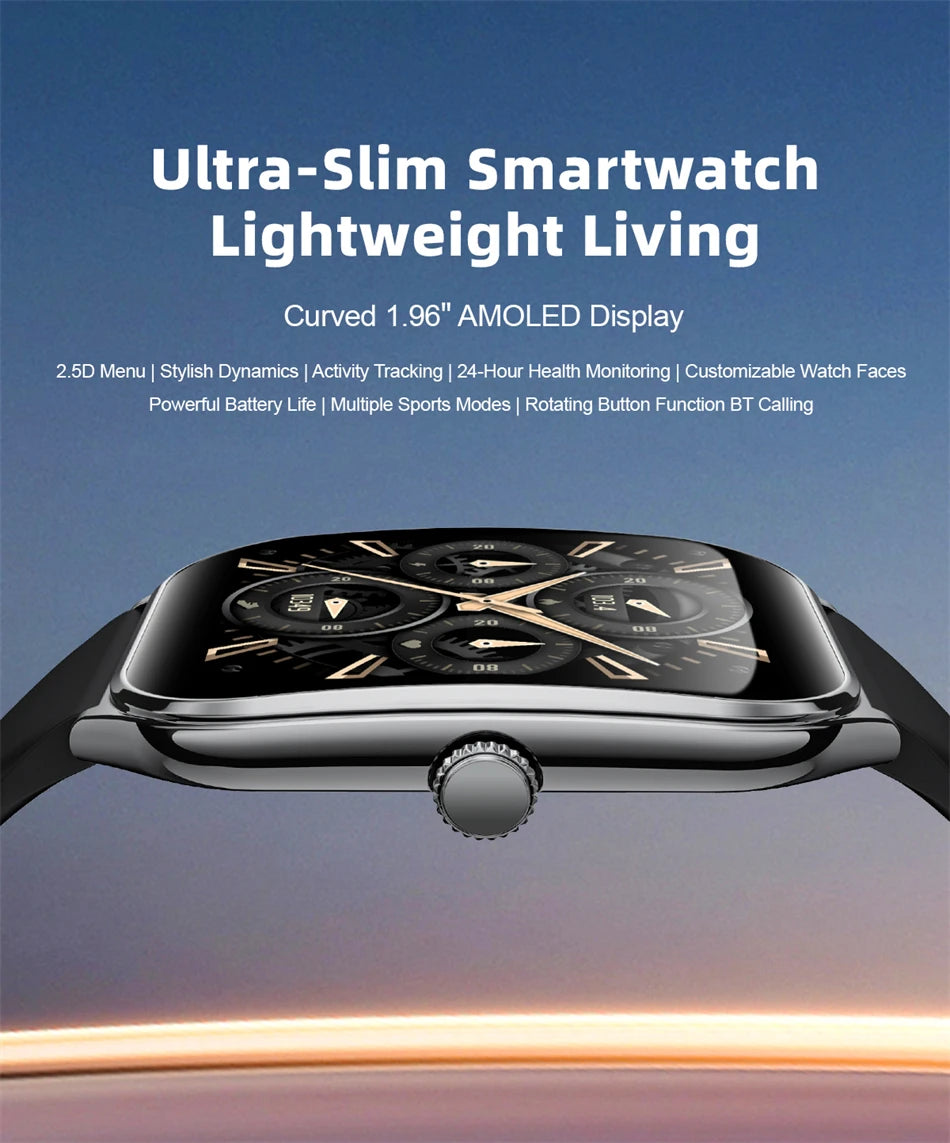 2026 New Ultra-thin Durable Women Smart Watch 1.96" Amoled Screen Sport Health Fitness Wireless Bluetooth Call Smartwatch