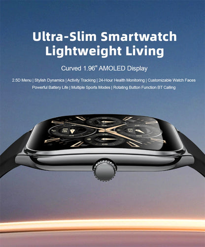 2026 New Ultra-thin Durable Women Smart Watch 1.96" Amoled Screen Sport Health Fitness Wireless Bluetooth Call Smartwatch