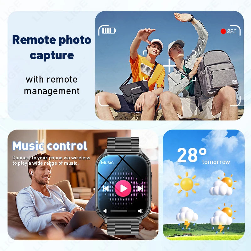 1.83" Smart Watch Sleep Heart Rate Monitor BT Call Messages Notifications Sports Fitness Tracker Watch for Women Men Android iOS