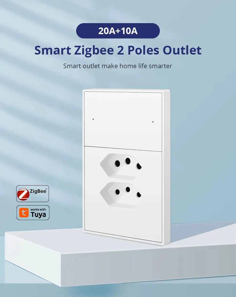 Zemismart Zigbee Brazil Outlet 10A 20A Brazilian Socket Work with Tuya Smart life Google Home Smartthings Homekit Control via M6