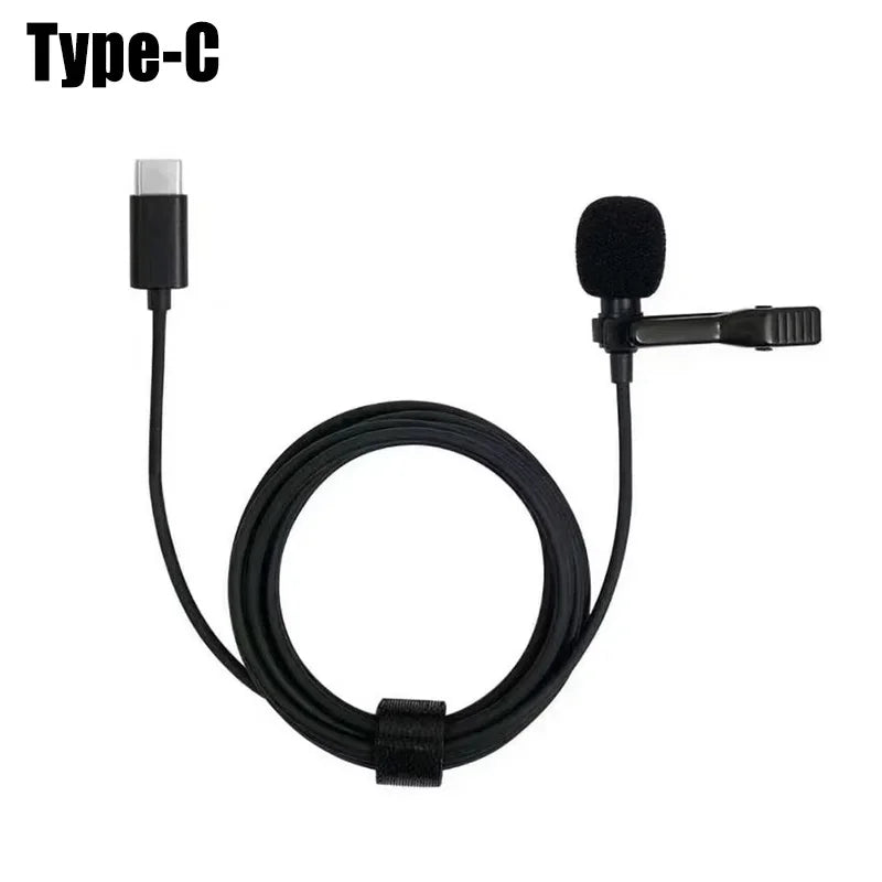 1-5pc Portable Lavalier Microphone Metal Clip Lapel Mic Wired 3.5mm/Type-C/USB For Mobile Phone Laptop DSLR Camera Lound Speaker