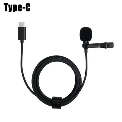 1-5pc Portable Lavalier Microphone Metal Clip Lapel Mic Wired 3.5mm/Type-C/USB For Mobile Phone Laptop DSLR Camera Lound Speaker