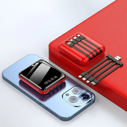 30000mAh Mini Power Bank Fast Charging Large Capacity Portable Power Bank 4 in 1 Cable for Xiaomi iPhone Samsung Huawei 2025 New