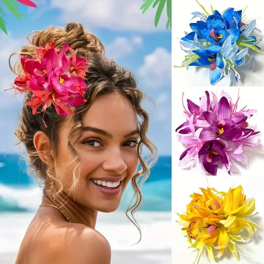 Large Sweet Equinox Flower Hair Clips Simulated Orchid Flower Hair Pins Beach Hawaii Vacation Foral Hair Clips Hair Accessories
