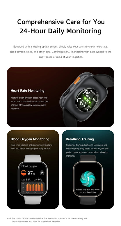 LIGE AMOLED Smart Watch Men 2.04 Screen Bluetooth Call Health Monitor IP68 Waterproof Sport Women Smartwatch New For Android IOS