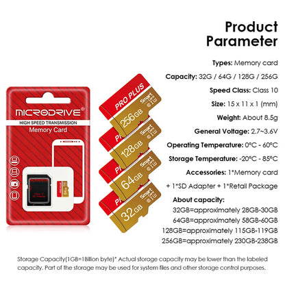 Red Pro High Speed Micro TF SD Card 128GB 256GB Class10 U3 V30 Up to 100MB/s for Camera Drone Driving Recorder Memory Card