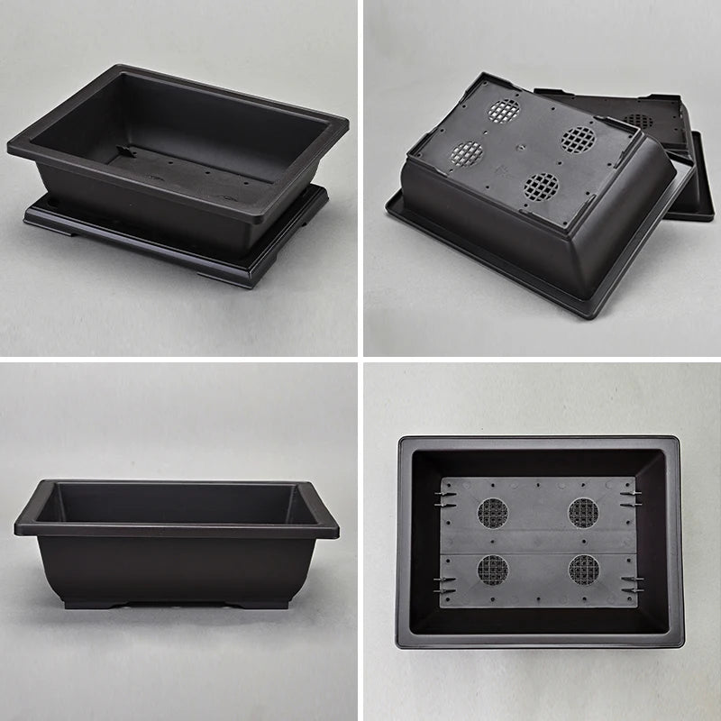 Rectangular Square Flowerpots Imitation Purple Clay Succulent Plants Pots Oval Pots Outdoor Garden Landscape Bonsai Pot Trays