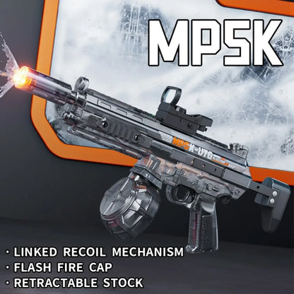 MP5K Full Automatic Water Gun Toy with Retractable Stock Linked Recoil Mechanism Water Pistol Summer Outdoor Beach Shooting Game