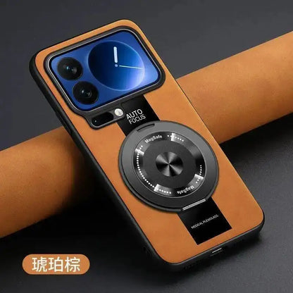 Case For Xiaomi 17 Pro Max 360 Rotating Magnetic Holder Luxury Silicone Sheepskin Leather Back  For Mi17 Xiaomi 17Pro Max Cover