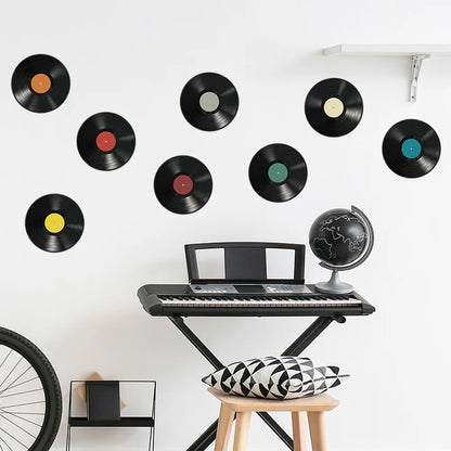 8PCS Vinyl Record Wall Stickers Decal Mural Living Room Bedroom Random Style Bar Coffee Shop Interior Wall CD Home Decoration