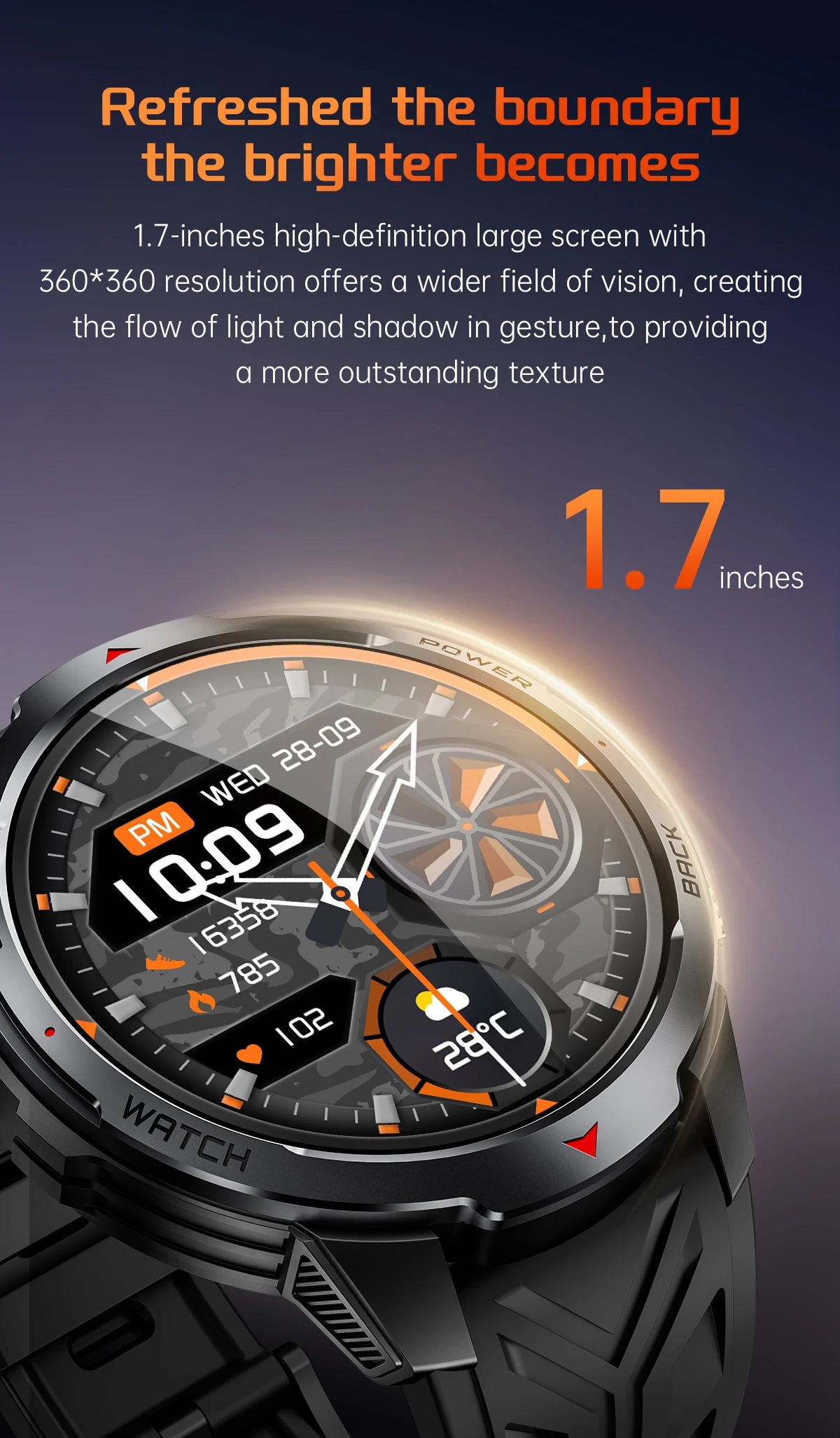 LIGE 1100mAh Military Outdoor Smart Watch Men 1.7" Large Display Compass Sports Watch IP68 Waterproof Bluetooth Call Smartwatch