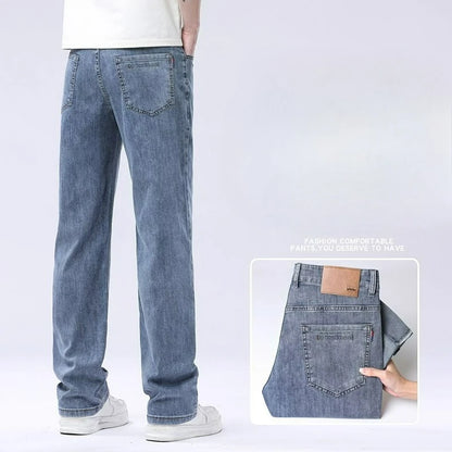 Men's Denim Jeans Thin Summer Straight Business Soft Fashion New High Quality Denim Pants Casual Elastic Work Trousers Versatile