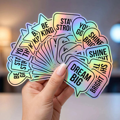 150pcs Customized Holographic Stickers Cutout Vinyl Personalized Party Labels Decal Custom Wedding Business Logo Motor Stickers
