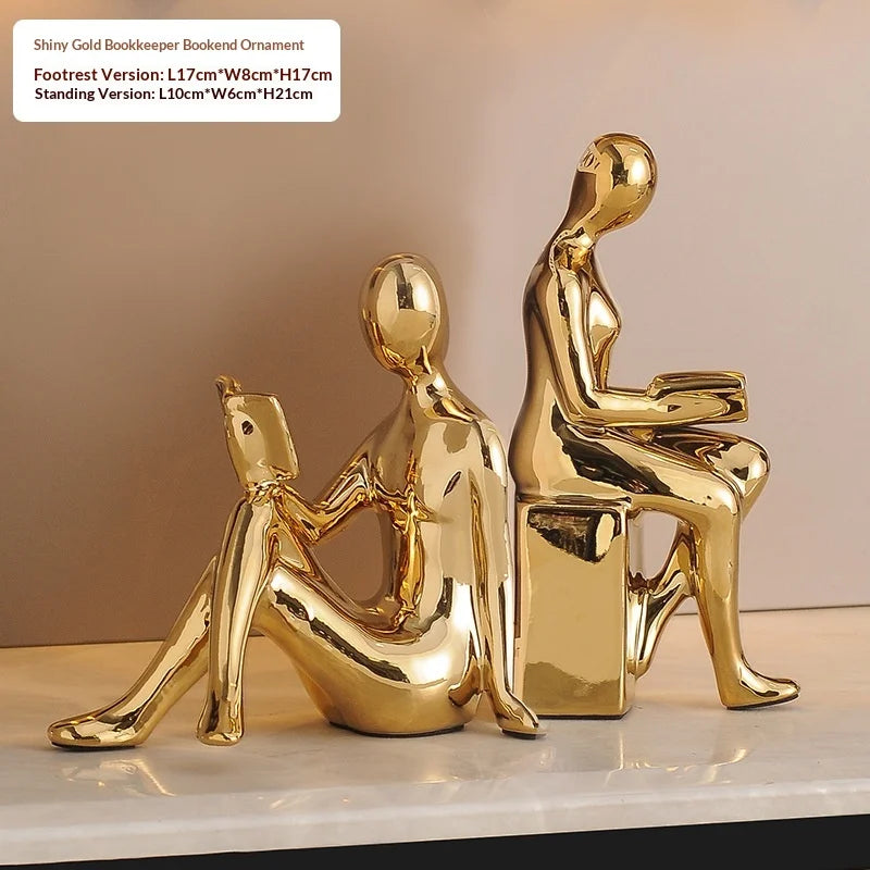 Modern  Ceramic Human Figure Bookends Sculpture Decor Book Holder For Nightstand TV Cabinet Wine Rack Office Desktop Home