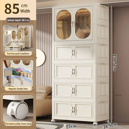 Foldable Baby Closet Plastic Infant Wardrobe Children's Clothing Storage Cabinet for Home Bedroom No Installation Needed
