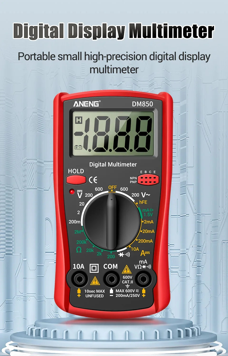 Cyfrowy multimetr ANENG DM850 AC/DC Profesjonalny tester napięcia 1999 Licznik automatyczny Miernik prądu Narzędzie detekcyjne