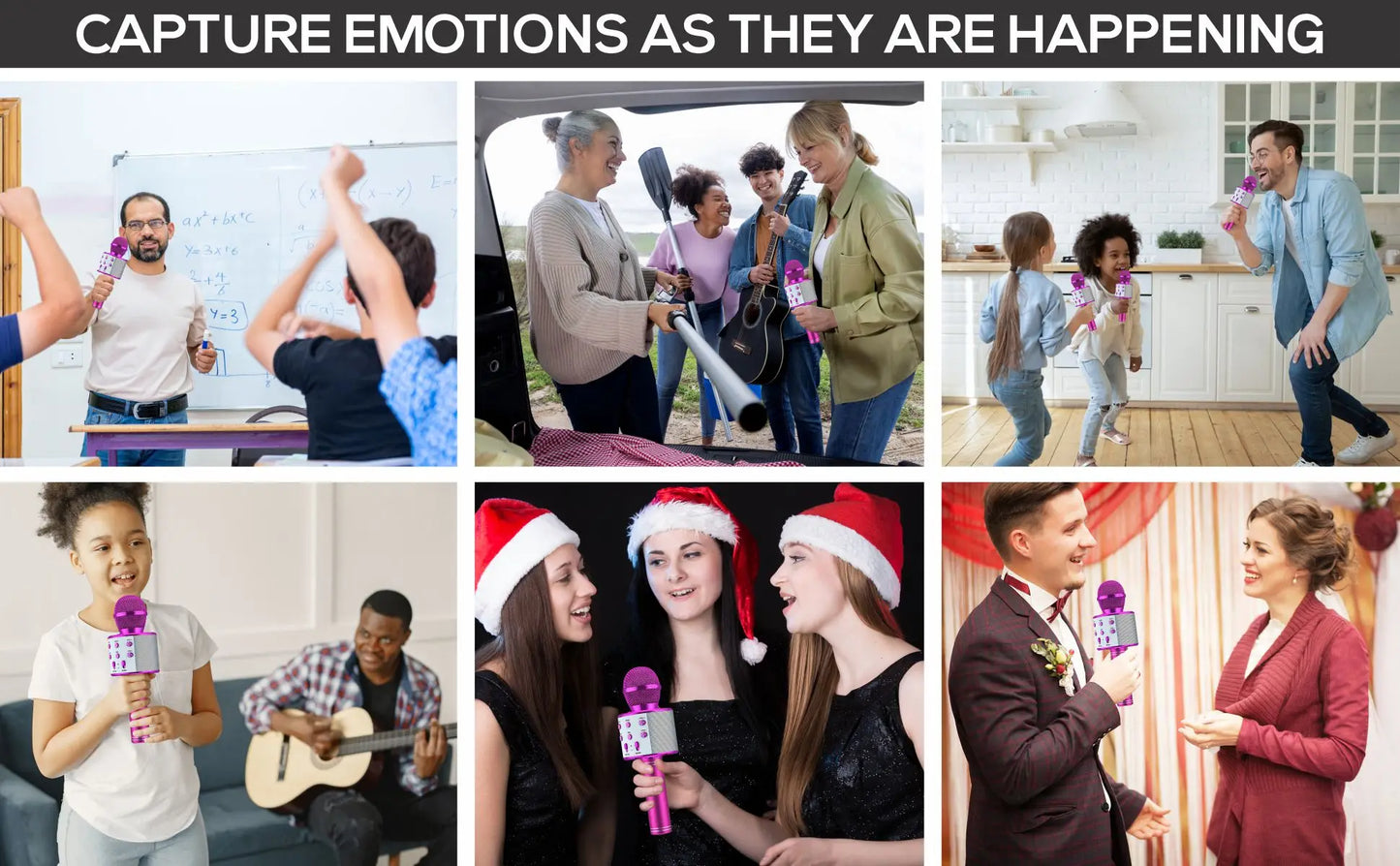 Wireless Karaoke Microphone , Bluetooth Speaker, Multi-Function Controls 5-In-1  Handheld Mic  For Party, Great Birthday Gift