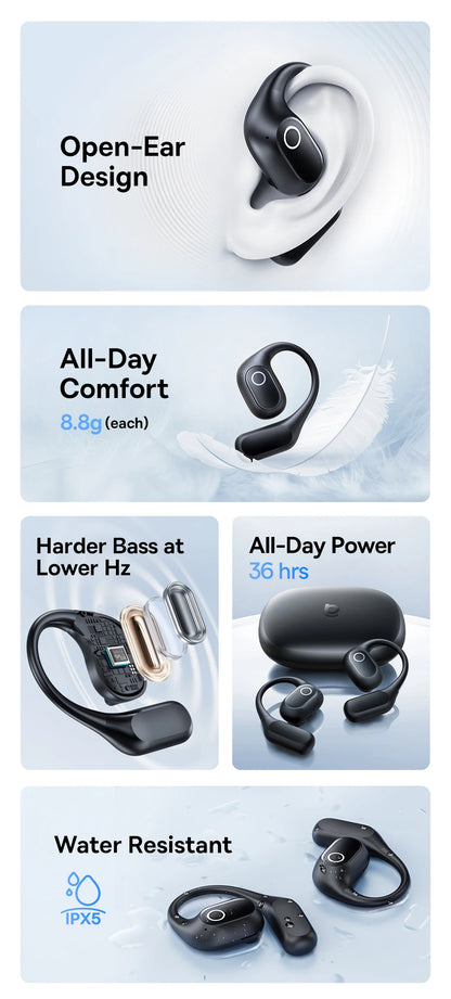 Baseus Eli 2i Fit Słuchawki otwarte True Wireless Bluetooth 6.0 z zaczepami na uszy Wodoodporne słuchawki sportowe IPX5 Wzmocnienie basów