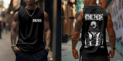 One Piece Men's Tank Top Japanese Anime Spring/Summer Sports Fitness Trend Casual Sleeveless Top