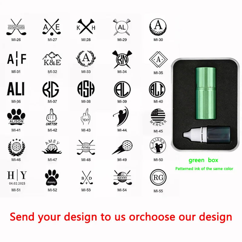 Personalized Golf Ball Stamp Custom Golf Ball Marker Stamp with Name,Initials,Logo or Year Self Inking,Waterproof,Refillable Ink
