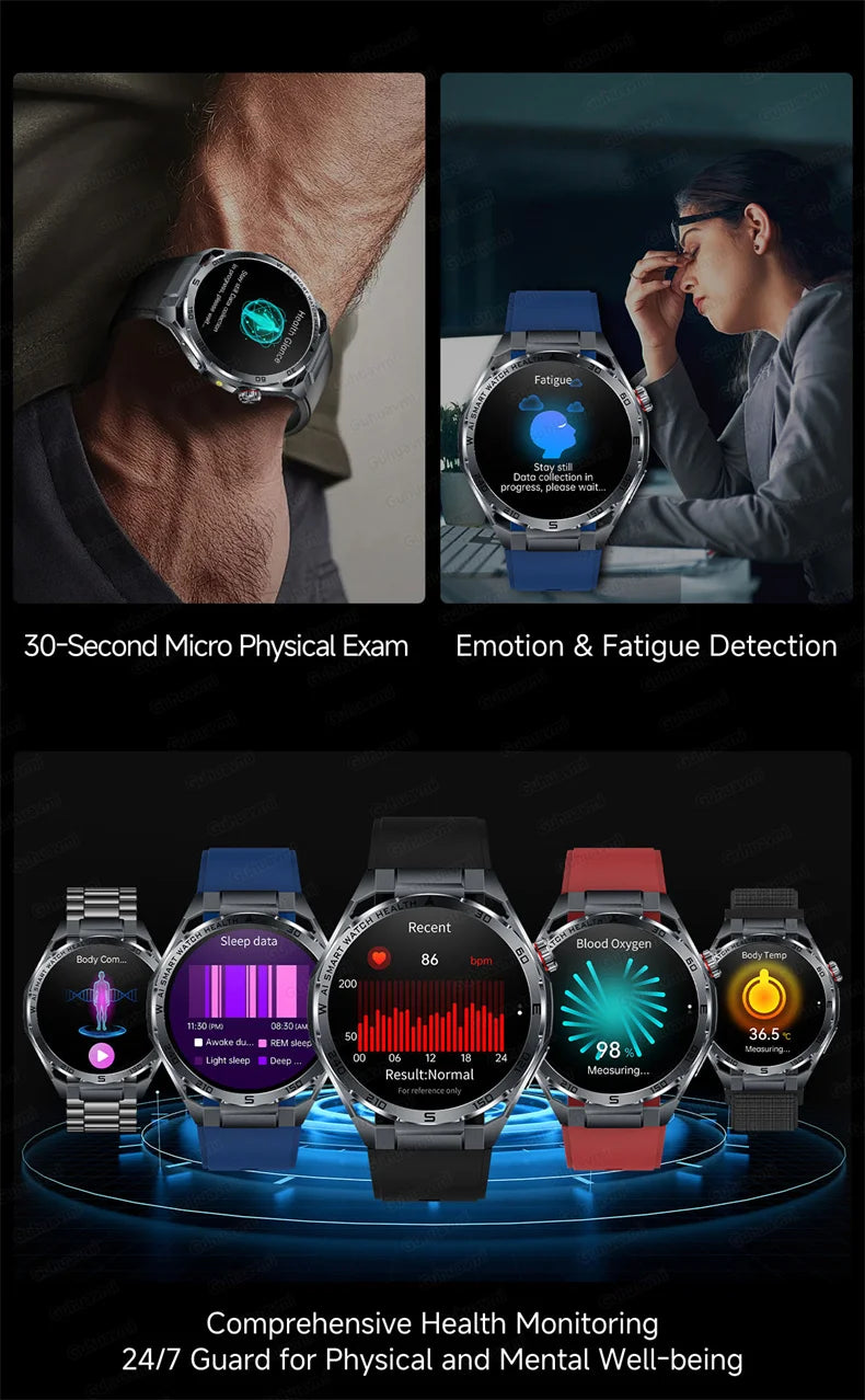 Smartwatch ECG High-End dla mężczyzn Ciśnienie krwi Lipidy Tlen we krwi Analiza ciała Kwas moczowy Monitor Zdrowia Smartwatch dla mężczyzn i kobiet
