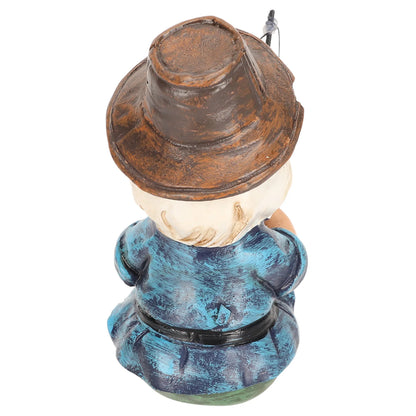 Fishing Gnome Sitter Funny UV Resistant Resin Decorative Outdoor Garden Lawn Gnome for Yard Garden Decoration