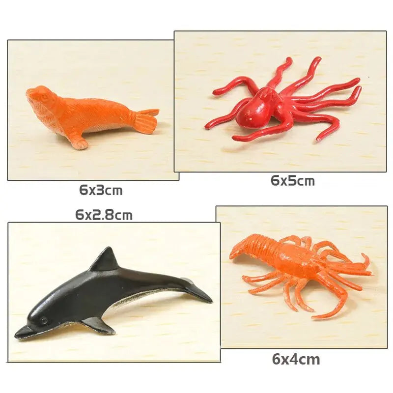 56pcs/set Plastic Simulated Sea Life Toy Model Realistic Marine Animals Whale Shark Dolphin Turtle Toys For Kids Christmas Gifts