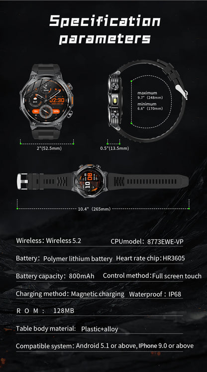 LIGE Nowy Smartwatch Męski 800 mAh Ultra Długa Żywotność Baterii Wodoodporny Zegarek Sportowy Outdoor Połączenia Bluetooth Wojskowy Smartwatch 2025