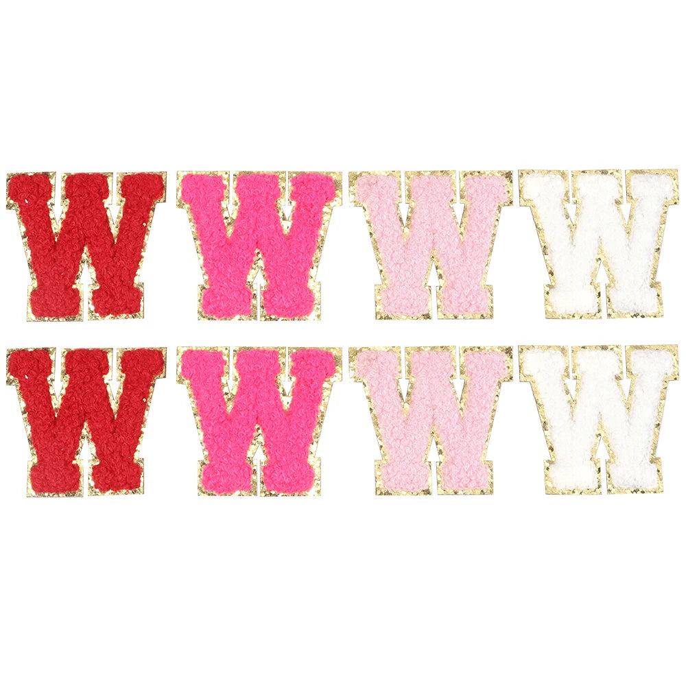 8pcs Sweet 26 Letters Towel Embroidery Patch Pink A-Z Self-adhesive Sticker Decoration For DIY Apparel Bag Crafts Accessories
