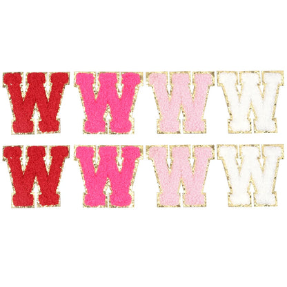 8pcs Sweet 26 Letters Towel Embroidery Patch Pink A-Z Self-adhesive Sticker Decoration For DIY Apparel Bag Crafts Accessories