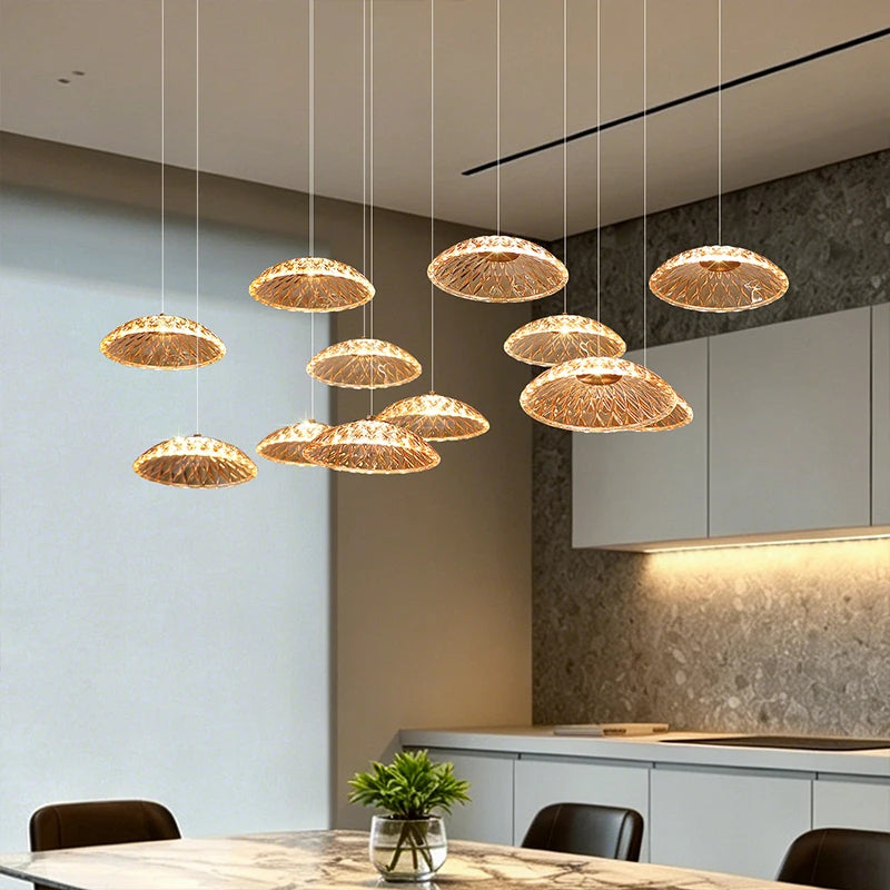 Modern Restaurant Pendant Lamp for Villa Dining Table Bar Kitchen Island Hanging Light for LED Glass Dining Room Chandelier