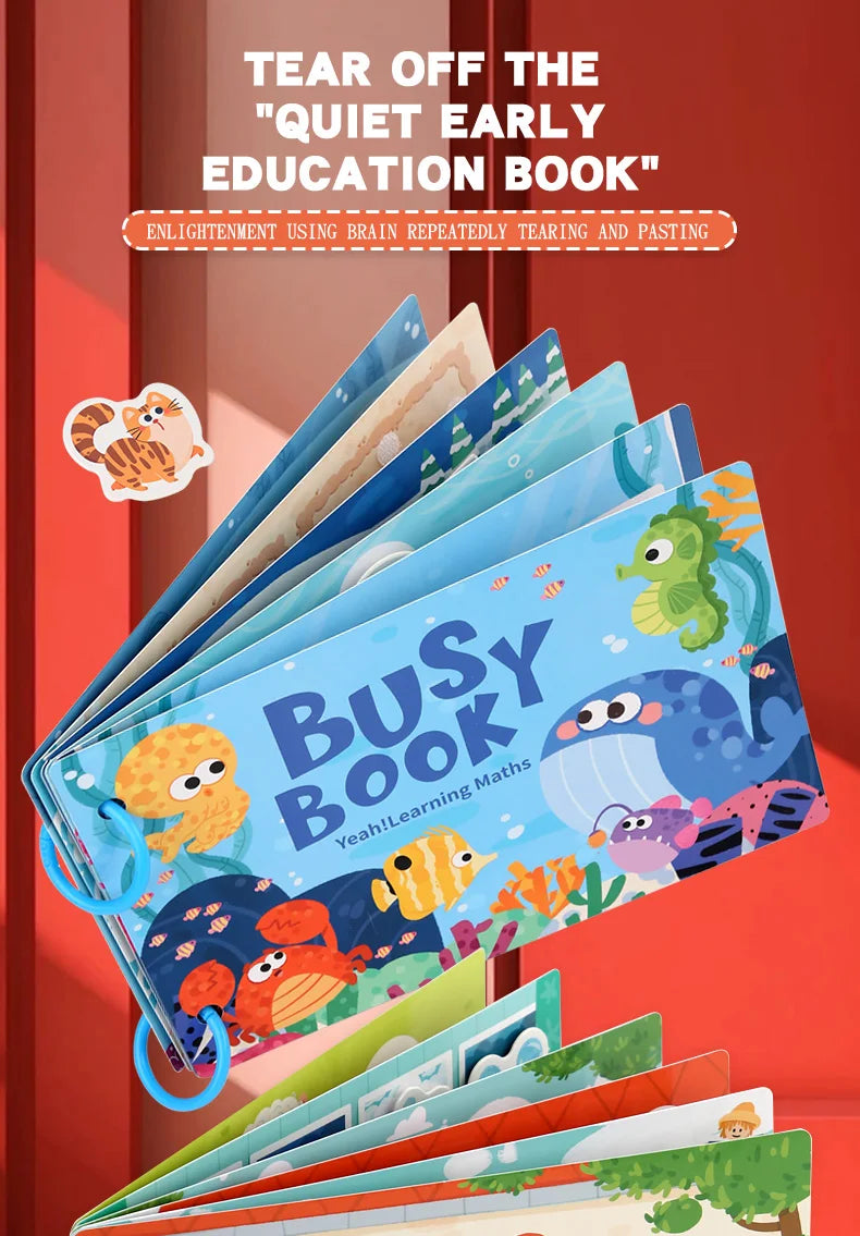 Busy Book for Kids Quiet Book Sticker Montessori Early Educational Toy Toddlers Matching Puzzles Game Baby Learning Toys Gifts