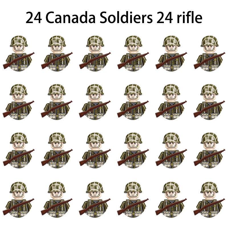 WWII Infantry Military Soldier War National Army Mini Gun armament Models Building Blocks Building Blocks Toys for Kids