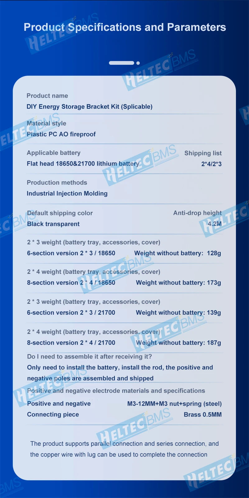 DIY Energy Storage Kit 18650 21700 Battery Holder Case Box Bracket Slot PC Plastic Material Support 6P 8P Splicable No Soldering