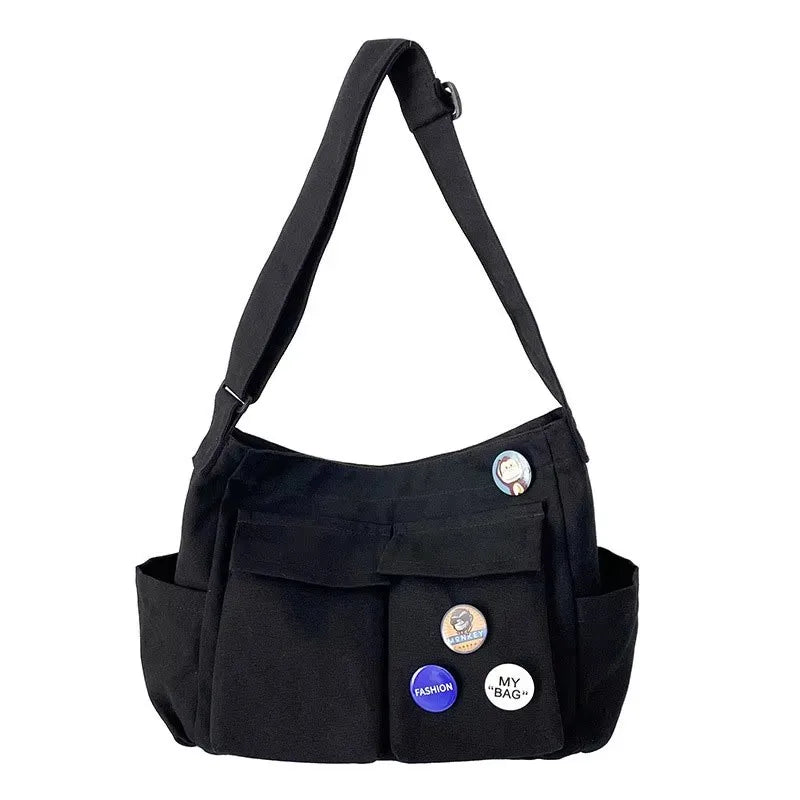 1Pc New style retro crossbody bag, single-shoulder bag, casual canvas bag, large capacity, artistic street photography bag