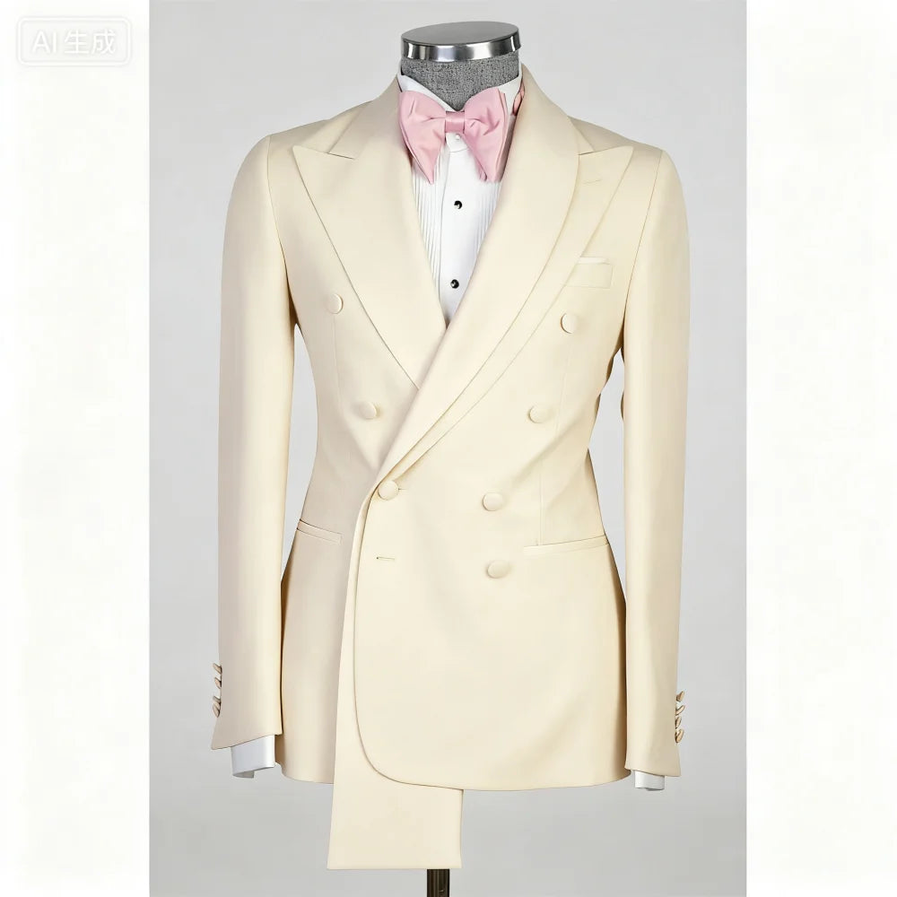 Rose Pink 2-Piece Men's Tuxedo with Spacious Lapel for Wedding Banquet Party Formal Men's Clothing Custom-Made Di