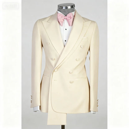 Rose Pink 2-Piece Men's Tuxedo with Spacious Lapel for Wedding Banquet Party Formal Men's Clothing Custom-Made Di