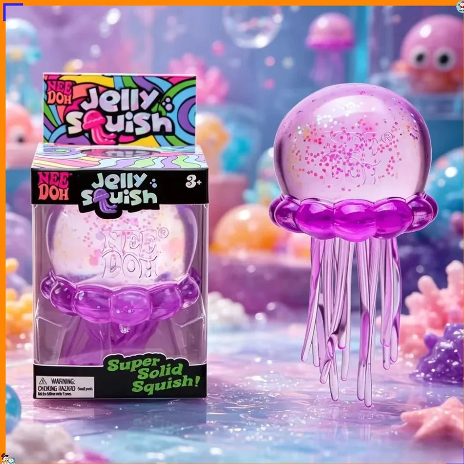 Glitter Octopus Squishy Toy Soft Stress Relief Fidget Toy Squeeze Jellyfish Squishy Compression Decompression Toy for Kid Adults
