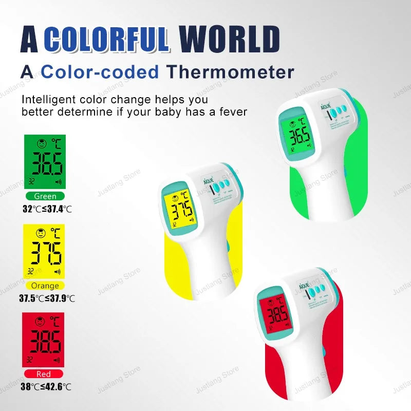 JUSTLANG Rechargeable Thermometer LCD ℃℉ Infrared Medical Forehead Thermometer Non Contact Body Temperature Fever Baby Adult