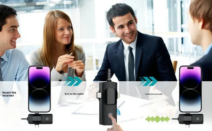 Wireless Lavalier Microphone 1 to 2 with Reverb Monitor Auto Noise Reduction for Video Live Streaming Vlog