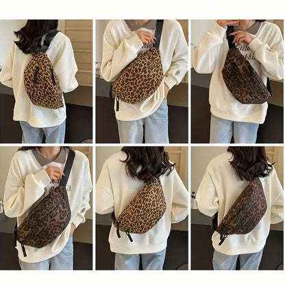 Women's Leopard Print Chest Bag Large Capacity Waist Bag for Women Travel, Shopping, Everyday Use Stylish Shoulder Crossbody Bag