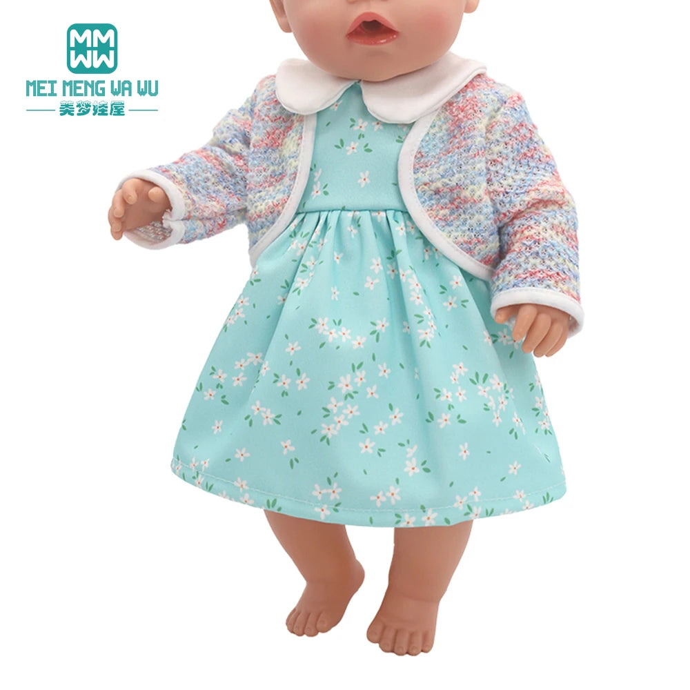 Fits 17-18inch American Doll and New Born Doll Clothes Fashion Dresses, Hooded Jumpsuit, Cardigan Strap Skirts Toys Gifts