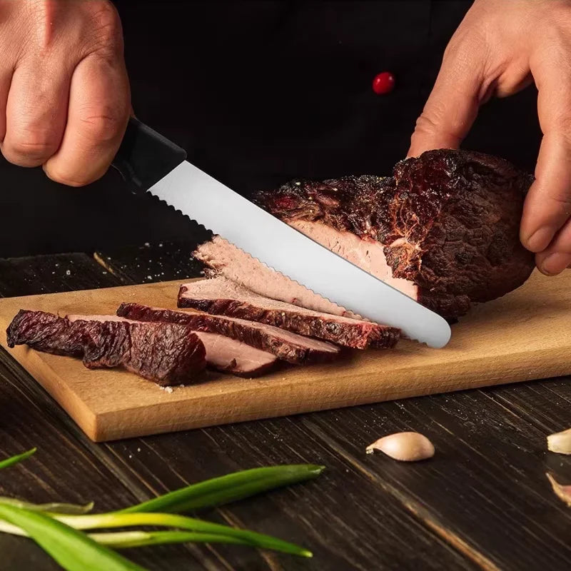 1/2/4/6/8PCS,Serrated Steak knife Round Tip Fruit Vegetable Paring Baking Toast Serrated Bread Knives Kitchen Stuff Baking Tools
