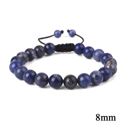 6mm 8mm 10mm Natural Stone Bracelet, Tiger Eye Agate Lava Bead Unisex Adjustable Handwoven Boho Jewelry Gift for Men Women