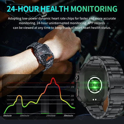 LIGE Outdoor Men's Sports Smart Watch 2.01 inch HD Screen Fitness Monitor Bluetooth Call Smartwatch For Men Women Holiday Gifts