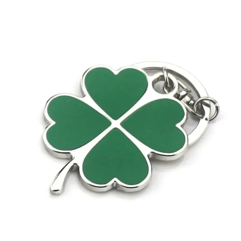 Fashion Creative Green Leaf Keychain Lucky Four-leaf Clover Design Exquisite Simple New Niche Holiday Gift Key Ring Accessory