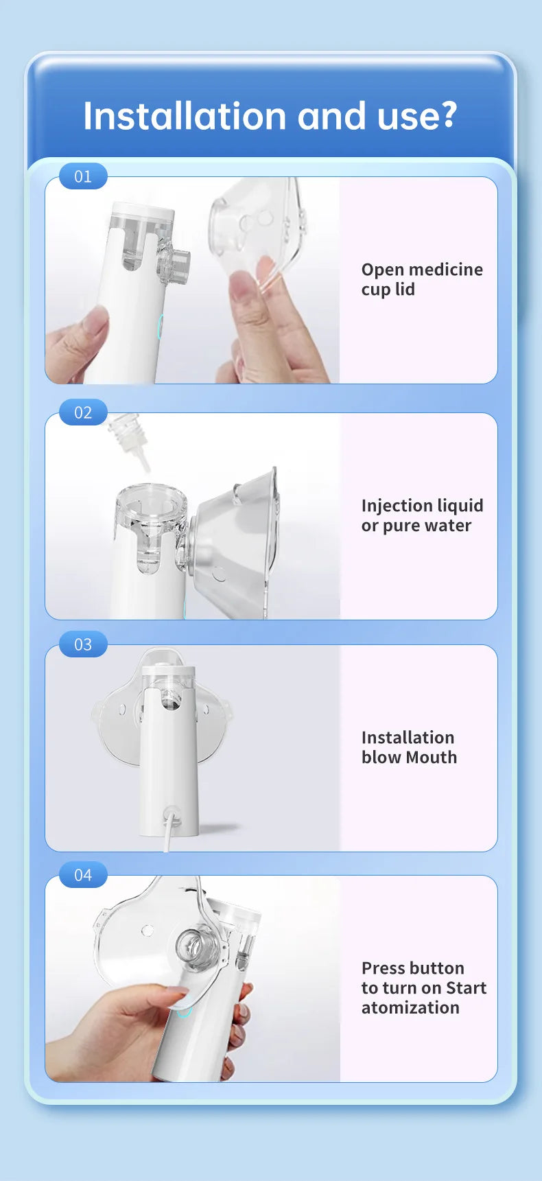 Medical Silent Mesh Nebulizer Handheld Asthma Inhaler Atomizer Children Health Care Mini Portable Nebulizer Humidifier