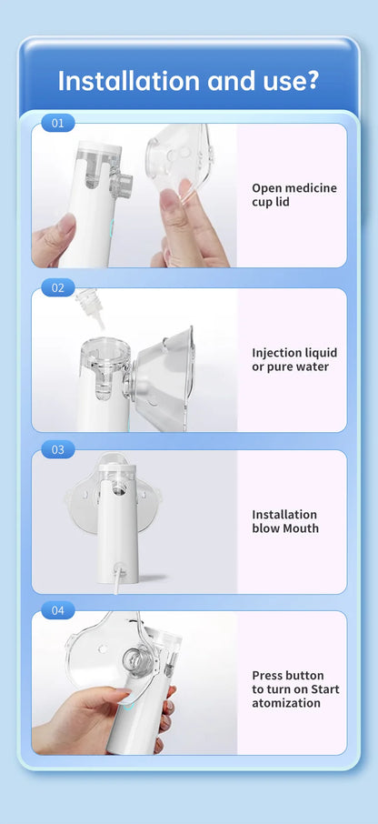 Medical Silent Mesh Nebulizer Handheld Asthma Inhaler Atomizer Children Health Care Mini Portable Nebulizer Humidifier