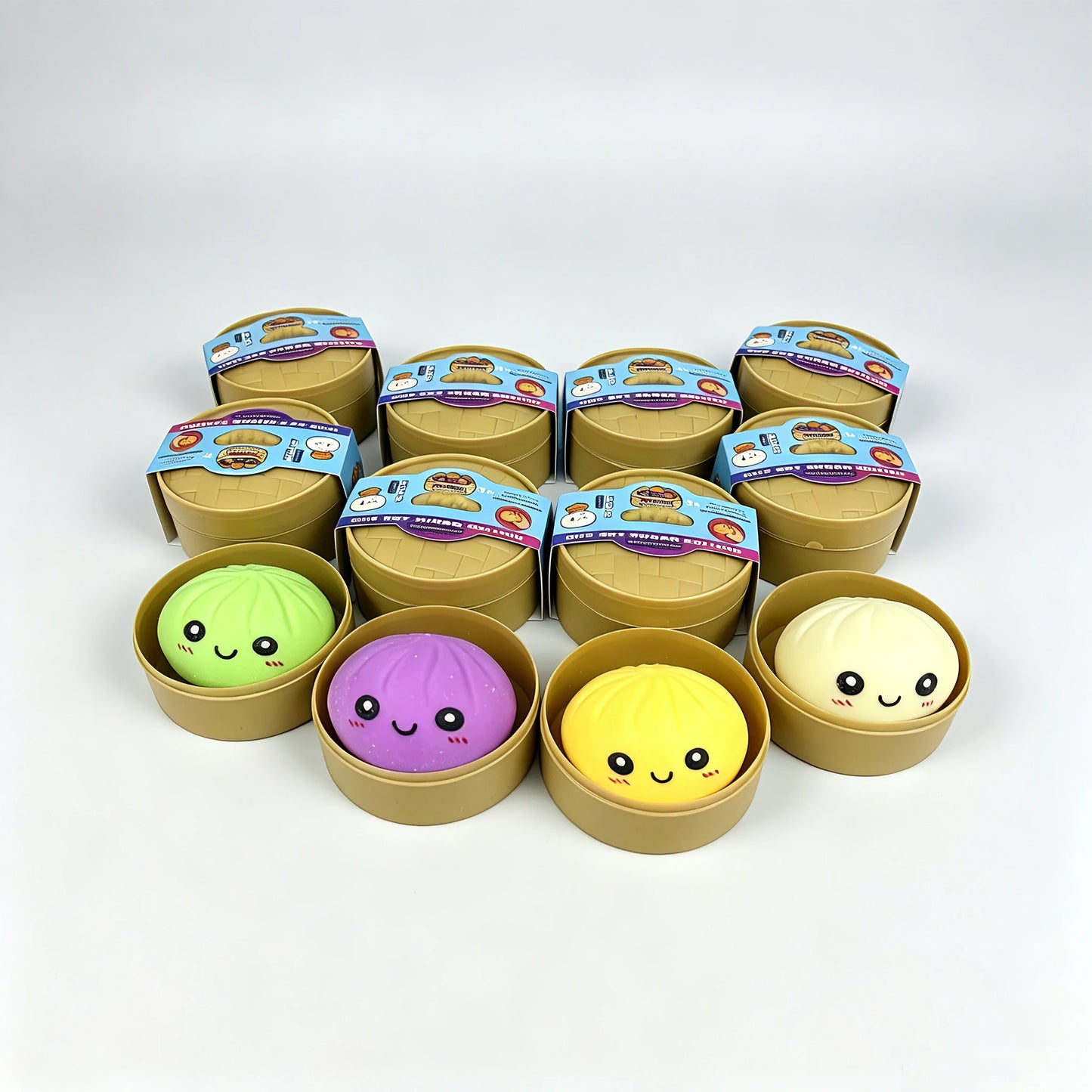 New 1-6pcs Blind Box Colorful Simulated Steamed Bun Squishy with Box Dumplings Sensory Squeeze Toy for Stress Relief